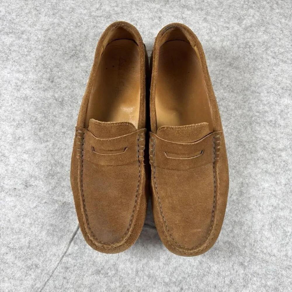Luca Del Forte Men's Size 42 Suede Chestnut Penny Loafers 10046 Portugal EUC